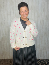Adorable Hearts Cardigan Sweater- Black or Cream