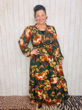 Natasha Smocked Waist Dress- Hunter Green Floral