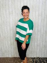 French Terry Striped Top- Kelly Green