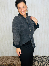 Mineral Washed Button Front Top- Ash Black