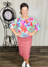 Blue & Green Floral Top