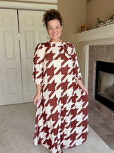 Power On The Day Dress-Brown Houndstooth