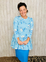 Jenny Ruffle High Low Tunic-Blue Floral