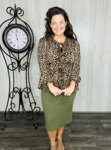 Lillian Bow Front Tunic Top- Leopard Print