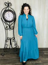 Nicole Smocked Waist Dress- Teal