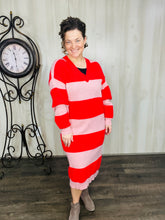 Red Meets Pink Ribbed Knit Dress