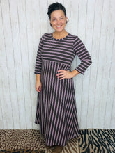 Everyday Style Dress- Brown & Pink Stripes