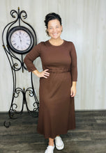 Ribbed Lounge Dress- Chocolate Brown