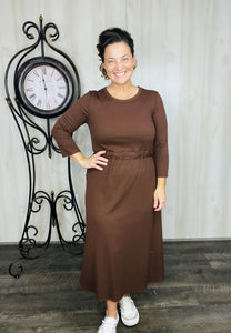 Ribbed Lounge Dress- Chocolate Brown