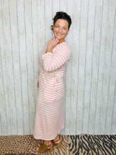 Ribbed Lounge Dress- Pink Striped