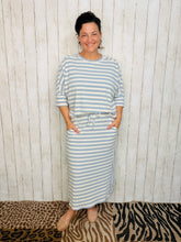 Marissa Ribbed Skirt- Blue Striped