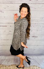 Tara Sharkbite Tunic-Gray Leopard Print
