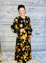 Natasha Smocked Waist Dress- Black Floral