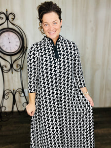 Jaqueline Vintage & Zipper Dress- Houndstooth