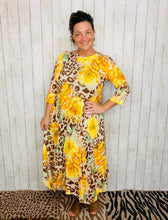 Handkerchief Love Yellow Floral & Leopard Dress