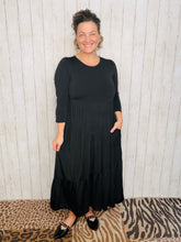 Tonya Marie Tiered Dress- Midi Length-Black
