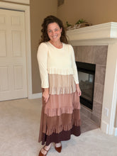 Misty Ruffle Tiered Dress-Cream & Taupe