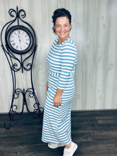 Ribbed Lounge Dress- Denim & Ivory