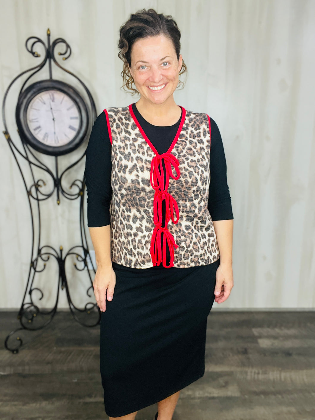 Red & Leopard Vest