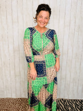 Mallory Green & Navy Patchwork Dress
