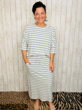 Marissa Ribbed Skirt- Blue Striped