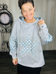 Beau Blue Trendy Star Hoody