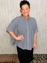 Rylee Navy & White Striped Top