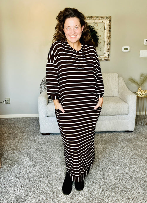 Comfy & Cute Brown Striped Dress
