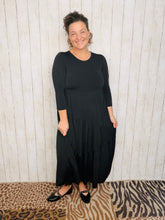 Tonya Marie Tiered Dress- Midi Length-Black