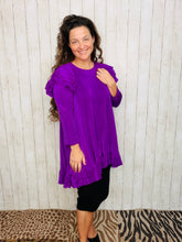 Purple Bodre Tunic- Ruffle Sleeves