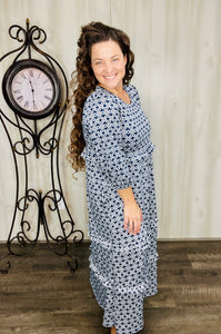 Navy & White Ruffle Dress