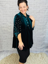 Velvet & Pearl Tunic Style- Black, Hunter Green or Navy