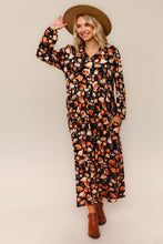Kaylee Collared Black & Floral Dress