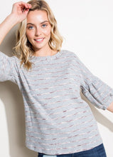 Striped French Terry Half Sleeve Top