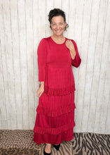 Misty Ruffle Tiered Dress- Red