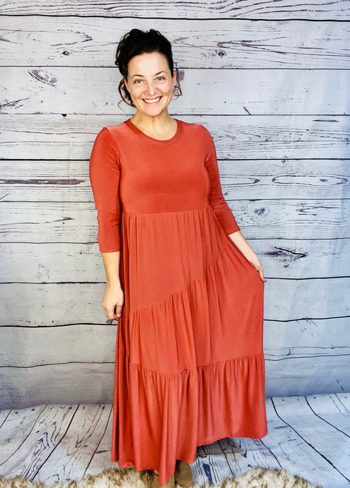 Tonya Marie Tiered Dress- Terra Cotta