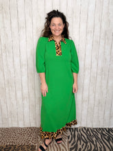 Everyday Class Leopard Detail Dress-Green
