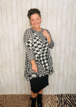 Cynthia Ruffle High Low Tunic-Houndstooth