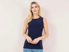 Wide Shoulder Sleeveless Layering Tank- Navy