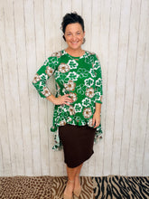 Dramatic High-Low Tunic -Green Floral