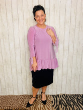 Jenny Ruffle High Low Tunic-Mauve/Lavender
