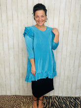 Turquoise Bodre Tunic- Ruffle Sleeves
