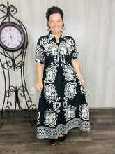 Melanie Boho Smocked Front Dress-Black