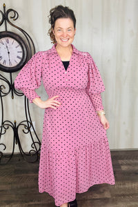 Vintage & Polkadot Dress- Blue or Mauve