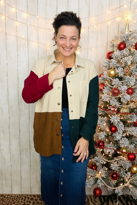 Corduroy Color Block Shacket