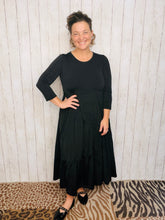 Tonya Marie Tiered Dress- Midi Length-Black