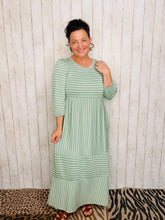 Lillian Striped Dress- Sage