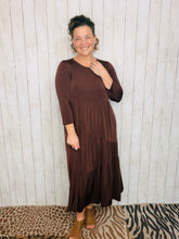 Tonya Marie Tiered Dress- Midi Length-Brown