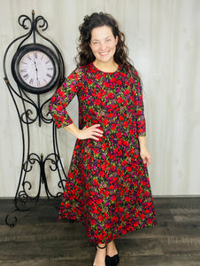 Brenda Red Floral Dress
