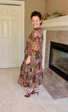 Kara Ruffle Dress- Rust, Brown & Olive